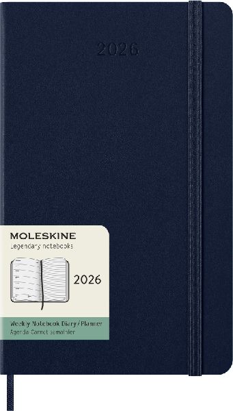 Produktbild: Moleskine 12 Monate Wochen Notizkalender 2026, Large/A5, 1 Wo = 1 Seite, rechts linierte Seite, Fester Einband, Saphir