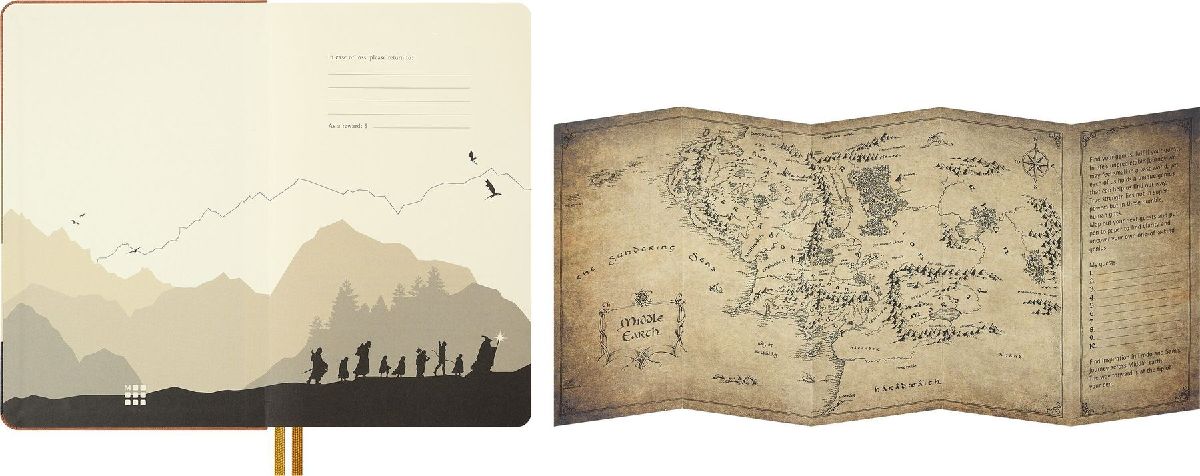 Produktbild: Moleskine Der Herr der Ringe Notizbuch Frodo Sam limitierte Ausgabe, L/A5, liniert, fester Einband, mit Box
