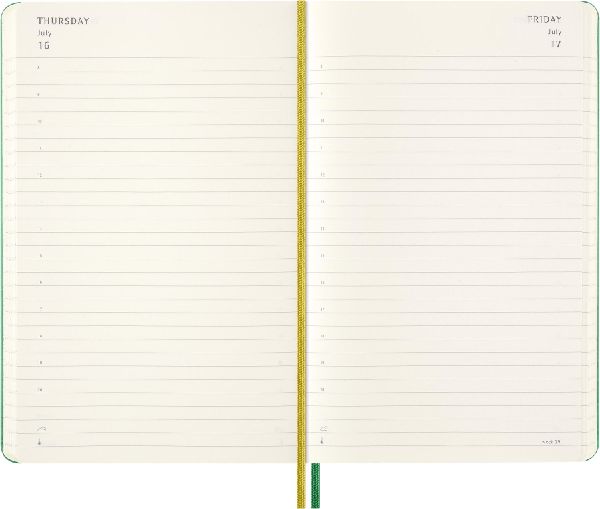 Produktbild: Moleskine 12 Monate Peanuts Charlie & Snoopy Tageskalender 2026, L/A5, 1 Tag = 1 Seite, fester Einband, Emeraldgrün