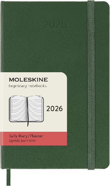 Produktbild: Moleskine 12 Monate Tageskalender 2026, Pocket/A6, 1 Tag = 1 Seite, Fester Einband, Myrtengrün