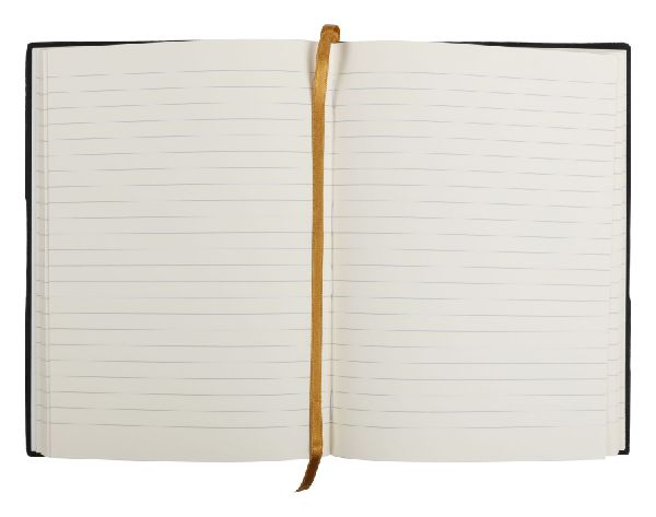 Produktbild: Flying Spirit, Notizbuch A5 mit Fadenbindung und glattem Ledereinband, schwarz, 90 Blatt 90g liniert