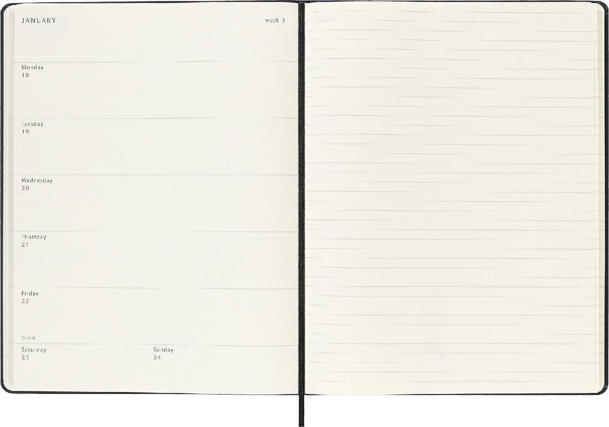Produktbild: Moleskine 18 Monate Wochen Notizkalender 2026/2027, XL, 1 Wo = 1 Seite, Rechts linierte Seite, Fester Einband, Schwarz