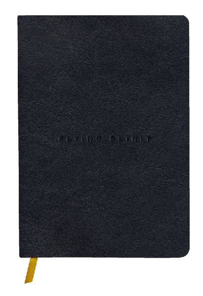 Produktbild: Flying Spirit, Notizbuch A5 mit Fadenbindung und glattem Ledereinband, schwarz, 90 Blatt 90g liniert