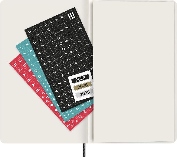 Produktbild: Moleskine 12 Monate Wochen Notizkalender Deutsch 2026, Large/A5, 1 Wo = 1 Seite, rechts linierte Seite, Weicher Einband, Schwarz