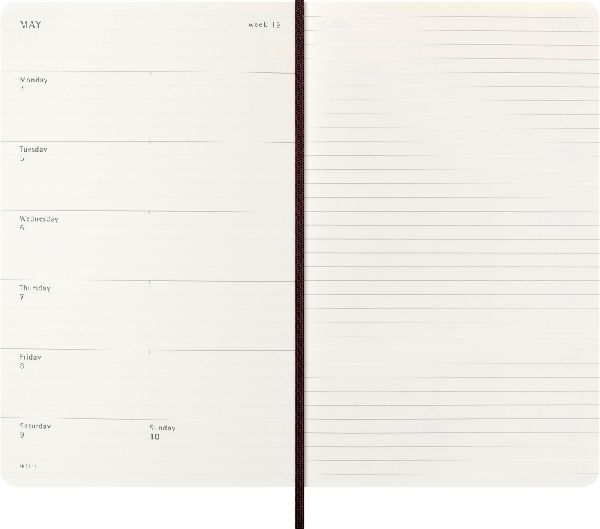 Produktbild: Moleskine 12 Monate Precious & Ethical Wochen Notizkalender 2026, L/A5, liniert, weicher Einband, Mamba Bordeaux, mit Box