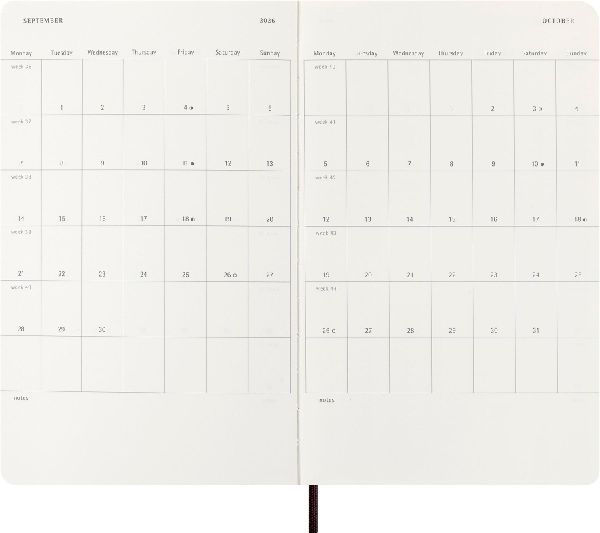 Produktbild: Moleskine 12 Monate Precious & Ethical Wochen Notizkalender 2026, L/A5, liniert, weicher Einband, Mamba Bordeaux, mit Box