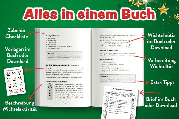 Produktbild: Das große Wichtelspaß Komplettset - Das Wichtel Buch: fertige Wichtelbriefe, lustige Streiche, kreative Bastelanleitungen & mehr: Einfach und schnell unvergessliche Kindheitserinnerungen schaffen
