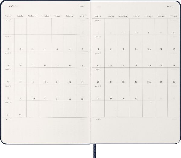 Produktbild: Moleskine 12 Monate Tageskalender 2026, Large/A5, 1 Tag = 1 Seite, Fester Einband, Saphir