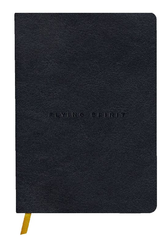 Produktbild: Flying Spirit, Notizbuch A5 mit Fadenbindung und glattem Ledereinband, schwarz, 90 Blatt 90g liniert