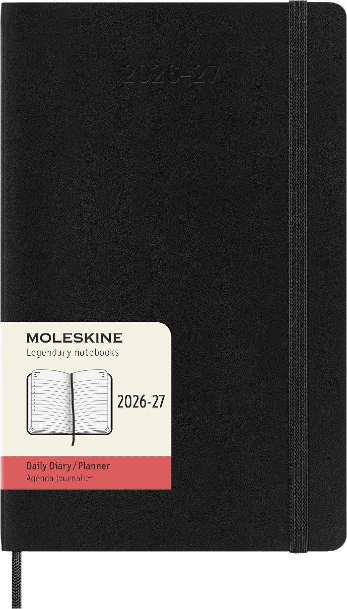 Produktbild: Moleskine 18 Monate Tagesnotizkalender 2026/2027, L/A5, 1 Tag = 1 Seite, Weicher Einband, Schwarz
