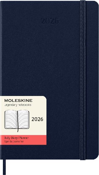 Produktbild: Moleskine 12 Monate Tageskalender 2026, Large/A5, 1 Tag = 1 Seite, Fester Einband, Saphir